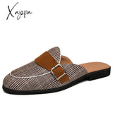 Xajzpa - New Arrive Canvas Man Loafer Slides Elegant Casual Shoes Lightweight Half Shoes for Man Breathable Slip-on Mules Slippers