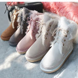 Xajzpa - New Australia Boots Genuine Sheepskin Leather Snow Women Wool Shoes Suede Sheep Fur Flat