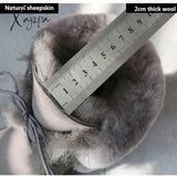 Xajzpa - New Australia Boots Genuine Sheepskin Leather Snow Women Wool Shoes Suede Sheep Fur Flat