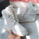 Xajzpa - New Australia Boots Genuine Sheepskin Leather Snow Women Wool Shoes Suede Sheep Fur Flat