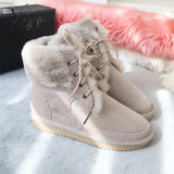 Xajzpa - New Australia Boots Genuine Sheepskin Leather Snow Women Wool Shoes Suede Sheep Fur Flat