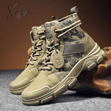 Xajzpa - New Autumn Early Winter Shoes Men Boots High Top Canvas Camouflage Street Mens Ankle
