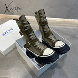 Xajzpa - New Autumn Women Boots Thick Bottom Women Short nubuck leather Boots Non-Slip Sneakers Women Boots Wind Motorcycle Boots