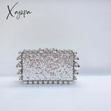 Xajzpa - New Beading Acrylic Clutch Bag Beads Box Evening Designer Luxury Gold Silver Novelty