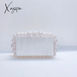 Xajzpa - New Beading Acrylic Clutch Bag Beads Box Evening Designer Luxury Gold Silver Novelty