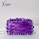 Xajzpa - New Beading Acrylic Clutch Bag Beads Box Evening Designer Luxury Gold Silver Novelty