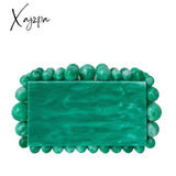 Xajzpa - New Beading Acrylic Clutch Bag Beads Box Evening Designer Luxury Gold Silver Novelty