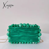 Xajzpa - New Beading Acrylic Clutch Bag Beads Box Evening Designer Luxury Gold Silver Novelty