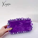 Xajzpa - NEW Beading Acrylic Clutch Bag Beads Box Evening Designer Luxury Gold Silver Novelty Purses And Handbags Leopard Wedding Party