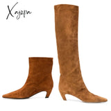 Xajzpa - New Big Size 34-43 Women’s Shoes Autumn Winter Elastic Boots Nubuck Flock Chelsea Tip