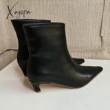 Xajzpa - New Big Size 34-43 Women’s Shoes Autumn Winter Elastic Boots Nubuck Flock Chelsea Tip