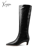 Xajzpa - New Big Size 34-43 Women’s Shoes Autumn Winter Elastic Boots Nubuck Flock Chelsea Tip