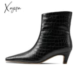 Xajzpa - New Big Size 34-43 Women’s Shoes Autumn Winter Elastic Boots Nubuck Flock Chelsea Tip