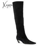 Xajzpa - New Big Size 34-43 Women’s Shoes Autumn Winter Elastic Boots Nubuck Flock Chelsea Tip