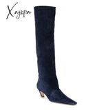 Xajzpa - New Big Size 34-43 Women’s Shoes Autumn Winter Elastic Boots Nubuck Flock Chelsea Tip