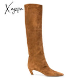 Xajzpa - New Big Size 34-43 Women’s Shoes Autumn Winter Elastic Boots Nubuck Flock Chelsea Tip