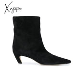 Xajzpa - New Big Size 34-43 Women’s Shoes Autumn Winter Elastic Boots Nubuck Flock Chelsea Tip