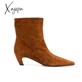 Xajzpa - New Big Size 34-43 Women’s Shoes Autumn Winter Elastic Boots Nubuck Flock Chelsea Tip