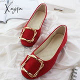 Xajzpa - New Big Size Women Flats Shallow Candy Color Shoes Woman Loafers Autumn Fashion Sweet Flat
