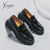 Xajzpa - New Black Loafers Men Pu Leather Shoes Breathable Slip-On Solid Casual Handmade Free