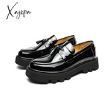 Xajzpa - New Black Loafers Men Pu Leather Shoes Breathable Slip-On Solid Casual Handmade Free