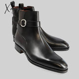 Xajzpa - New Boots For Men High Quality Black Brown Red Buckle Business Boot Vintage Casual Classic