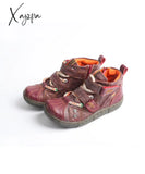 Xajzpa - New British Retro Flat Heel Short Lace-Up Tube Motorcycle Boots Women Red / 36