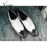 Xajzpa - New Brogue Shoes For Men Mixed Colors Square Toe Black White Spring Autumn Handmade