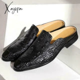 Xajzpa - New Brown Men Slippers Outside Shoes British Style Black Size 38-46 Handmade Free Shipping