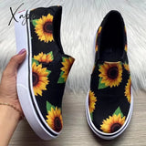 Xajzpa - New Casual Sports Shoes Women’s Fashion Round Toe Sunflower Color Loafers Low-Top Large