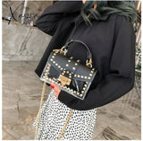 Xajzpa - New Chains Rivet Women Handbags Small White Black Pink Yellow Blue Pvc Hasp Summer Soft