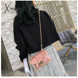 Xajzpa - New Chains Rivet Women Handbags Small White Black Pink Yellow Blue Pvc Hasp Summer Soft