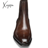 Xajzpa - New Chelsea Boots Men Shoes Pu Brown Fashion Versatile Business Casual British Style