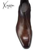 Xajzpa - New Chelsea Boots Men Shoes Pu Brown Fashion Versatile Business Casual British Style