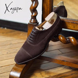 Xajzpa - New Coffee Flock Men Shoes Breathable Lace-Up Derby For With Free Shipping Chaussures Pour