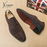 Xajzpa - New Coffee Flock Men Shoes Breathable Lace-Up Derby For With Free Shipping Chaussures Pour