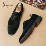 Xajzpa - New Coffee Flock Men Shoes Breathable Lace-Up Derby For With Free Shipping Chaussures Pour