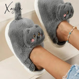 Xajzpa - New Cotton Slippers Women Cute Cat Modeling Fur Keep Warm Indoor Soft Leisure Fashion Home