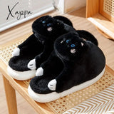 Xajzpa - New Cotton Slippers Women Cute Cat Modeling Fur Keep Warm Indoor Soft Leisure Fashion Home