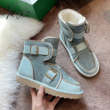 Xajzpa - New Design Women Winter Snow Boots Plush Lining Keep Warm Shoes Buckle Zipper Decoration