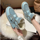 Xajzpa - New Design Women Winter Snow Boots Plush Lining Keep Warm Shoes Buckle Zipper Decoration