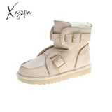 Xajzpa - New Design Women Winter Snow Boots Plush Lining Keep Warm Shoes Buckle Zipper Decoration