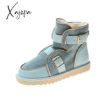 Xajzpa - New Design Women Winter Snow Boots Plush Lining Keep Warm Shoes Buckle Zipper Decoration