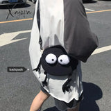 Xajzpa - New Fashion Big Eyes Canvas Girls Shoulder Bag Cute Black Briquettes Messenger Kids Women