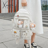 Xajzpa - New Fashion Cute Women Backpack White Waterproof Nylon Female Schoolbag College Lady Laptop Backpacks Kawaii Book Bags for Girl
