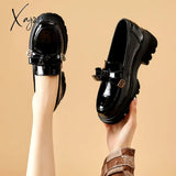 Xajzpa - New Fashion Loafers For Women British Style Leather Shoes Thick Sole Schoolgirls Korean