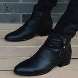 Xajzpa - New Fashion Men Boots Genuine Leather British Autumn Winter Warm Plush Ankle Man Casual