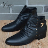 Xajzpa - New Fashion Men Boots Genuine Leather British Autumn Winter Warm Plush Ankle Man Casual