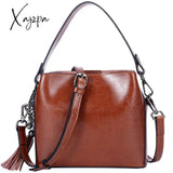 Xajzpa - New Fashion Scrub cowhide Women Bucket Bag Vintage Tassel Messenger Bag High Quality Retro Shoulder Bag Crossbody Bag Tote