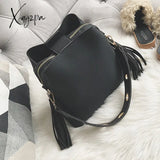 Xajzpa - New Fashion Scrub Cowhide Women Bucket Bag Vintage Tassel Messenger High Quality Retro